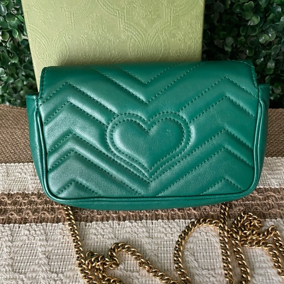 Gucci Green Super Mini Marmont Crossbody Full Set Authentic FINAL PRICE - Picture 4 of 15
